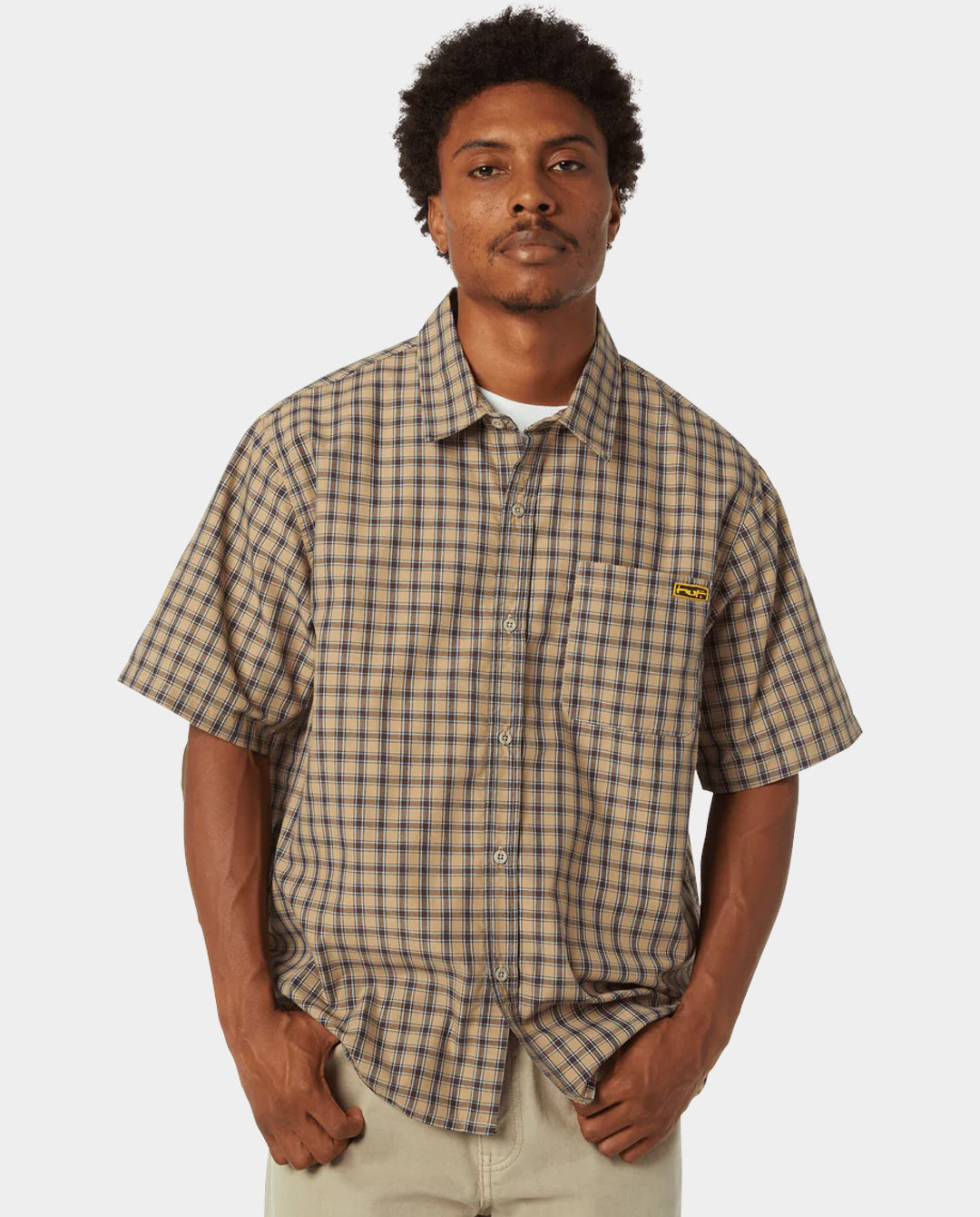 HUF - Micro Plaid SS Shirt - Clay Shirts HUF