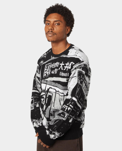 HUF - Worldwide Commuter Sweater - Black Crewneck HUF