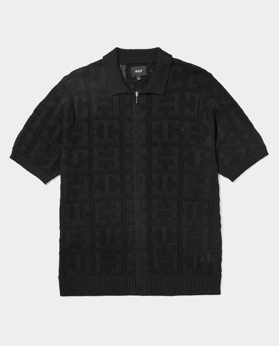 Huf - Monogram Jacquard Zip Sweater - Black