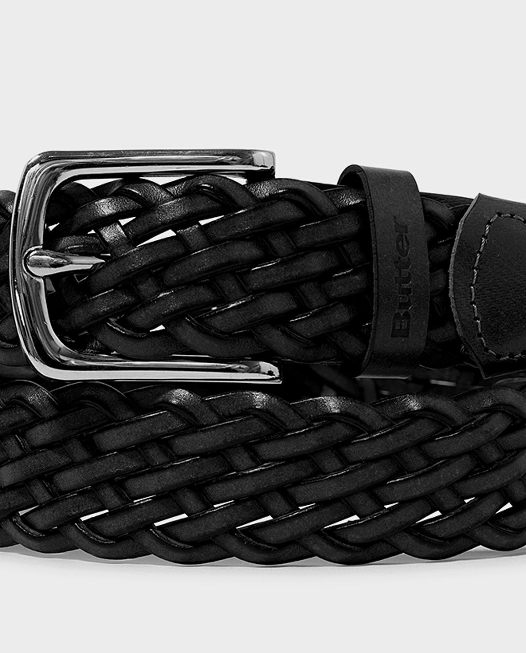 Butter Goods - Leather Braided Belt - Black Belts Butter Goods