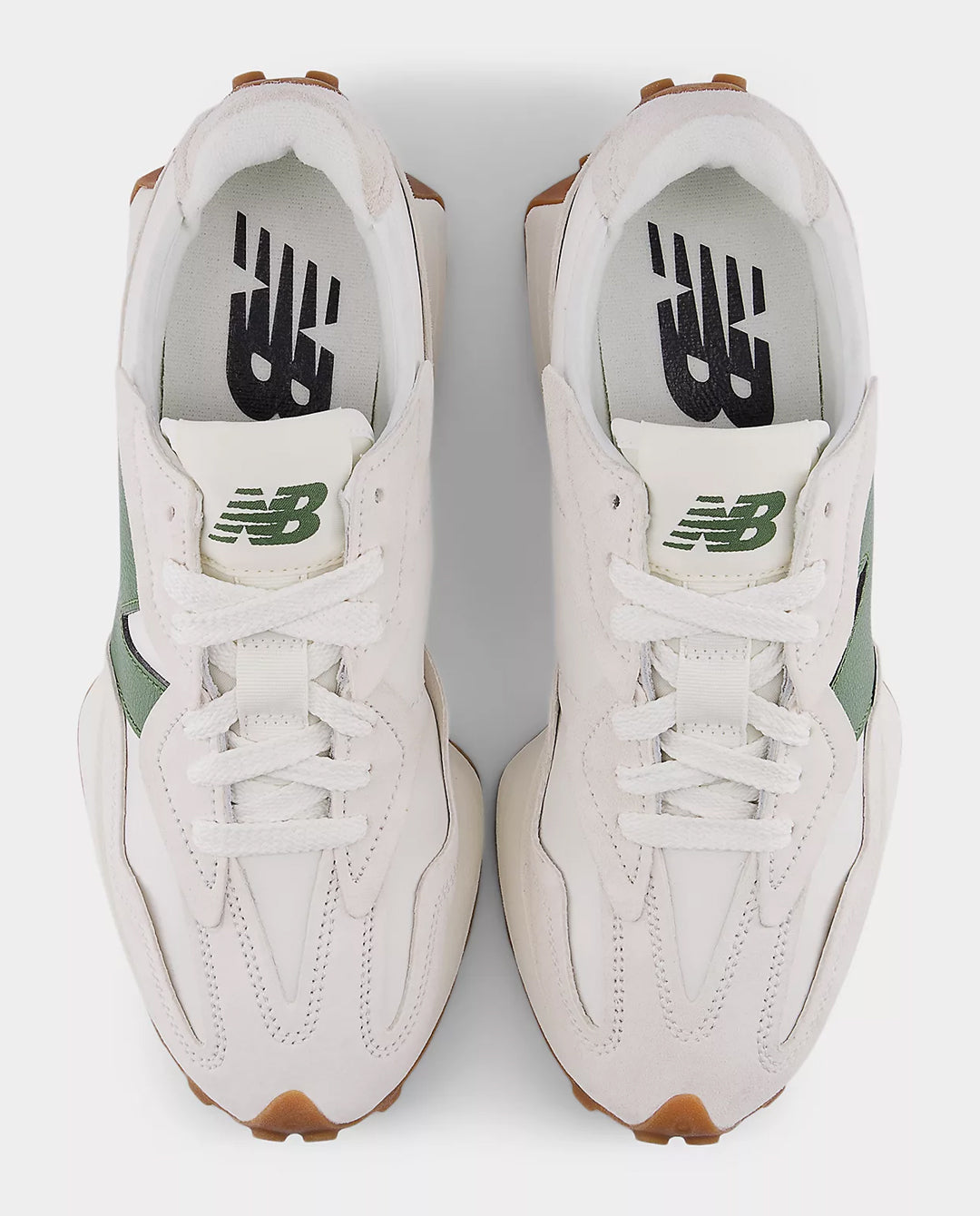 New Balance 327WKN Shoe - Linen/Dark Alpine Green Shoes New Balance