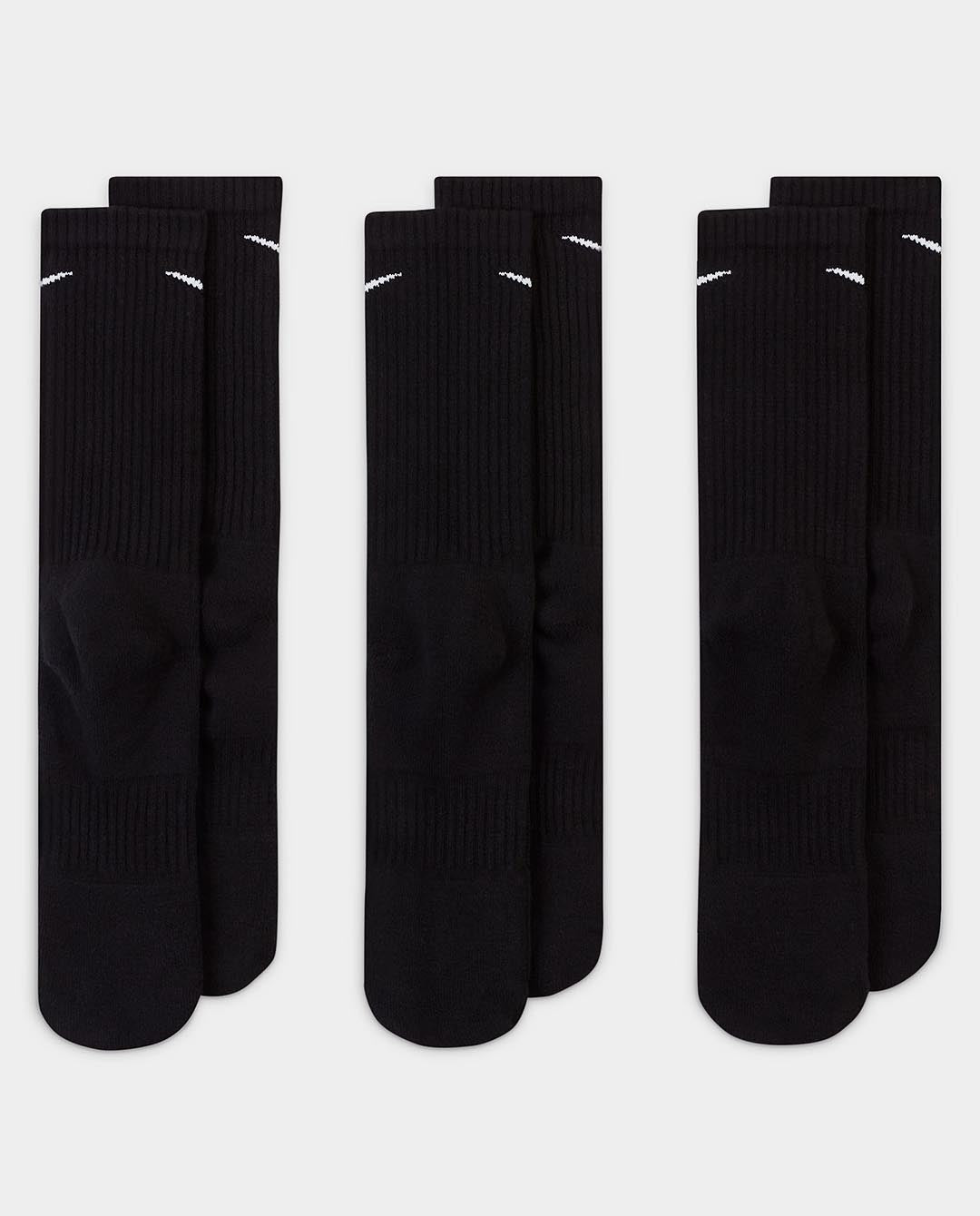 Nike - Everyday Cushioned 3pk Crew Sock - Black Socks Nike   