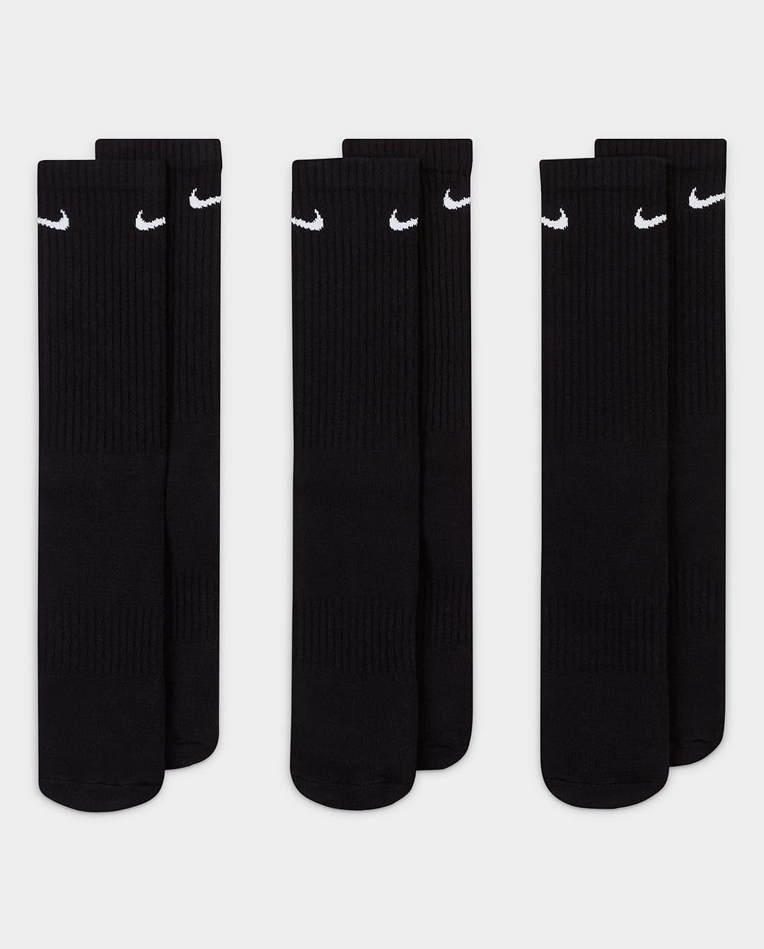 Nike - Everyday Cushioned 3pk Crew Sock - Black Socks Nike   