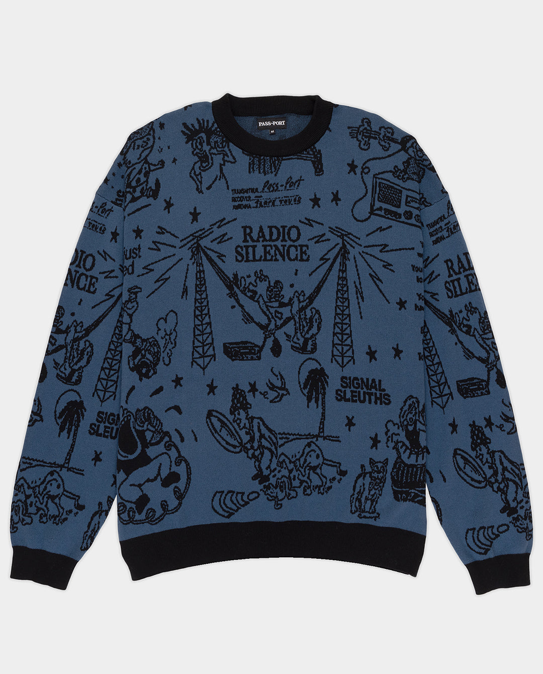 Passport - Eyeball Knit Sweater - Black/Blue Harbour Crewneck Passport