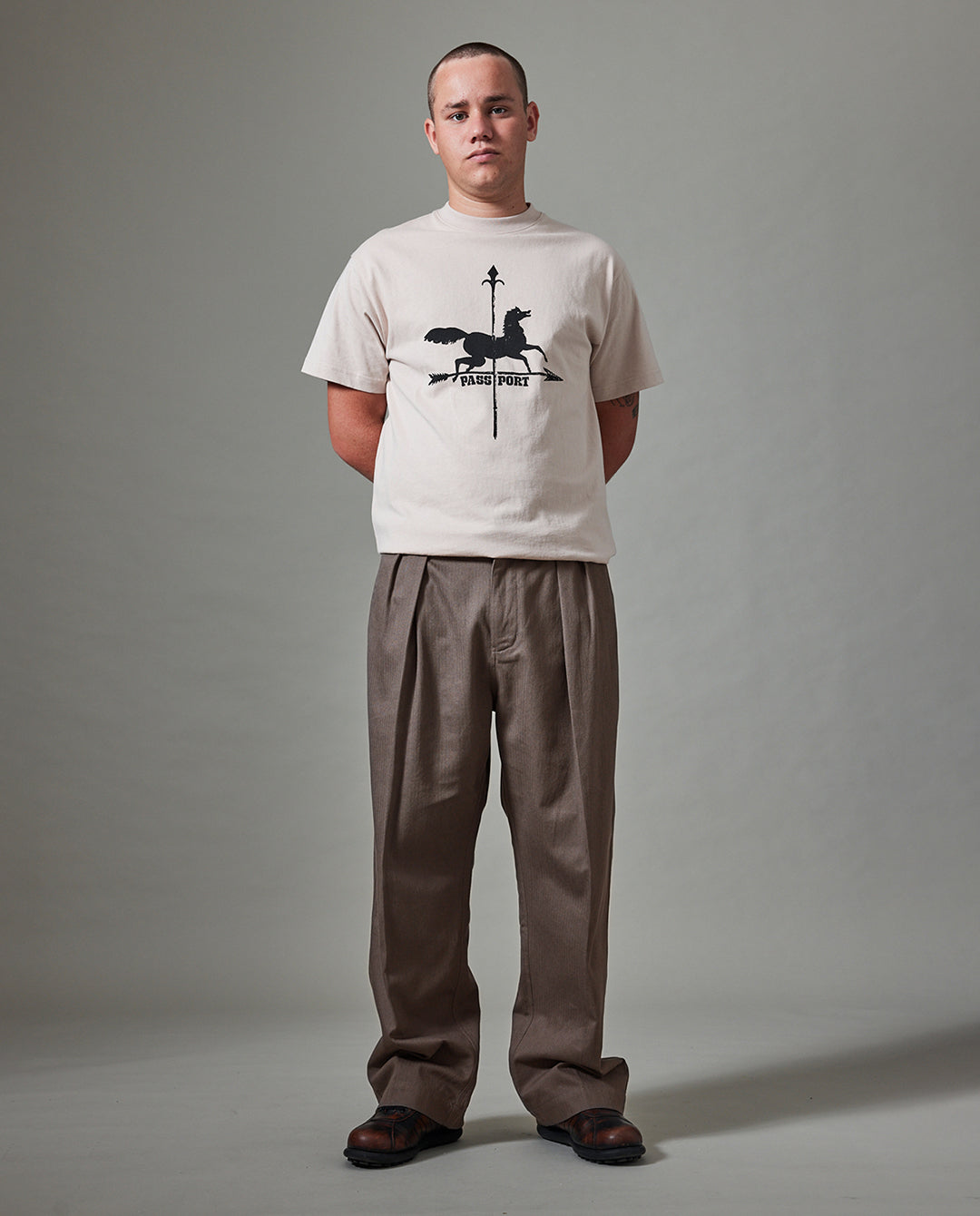 Passport - Herringbone Leagues Club Pant - Dusty Brown Pants Passport