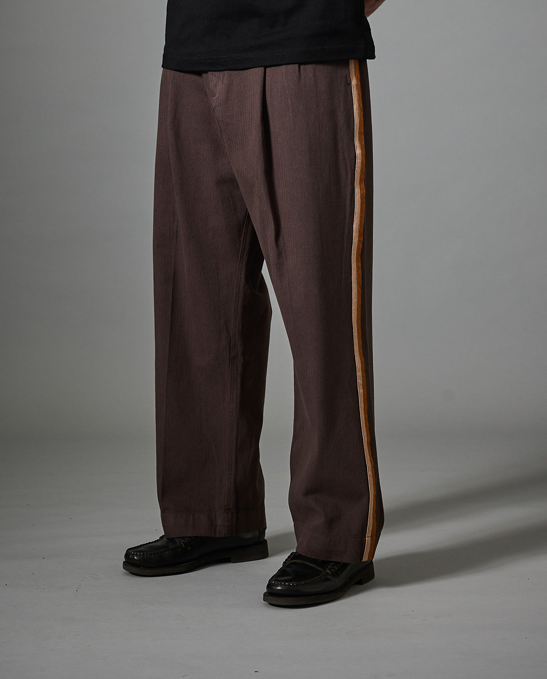 Passport - Herringbone Leagues Club Stripe Pant - Dark Brown Pants Passport