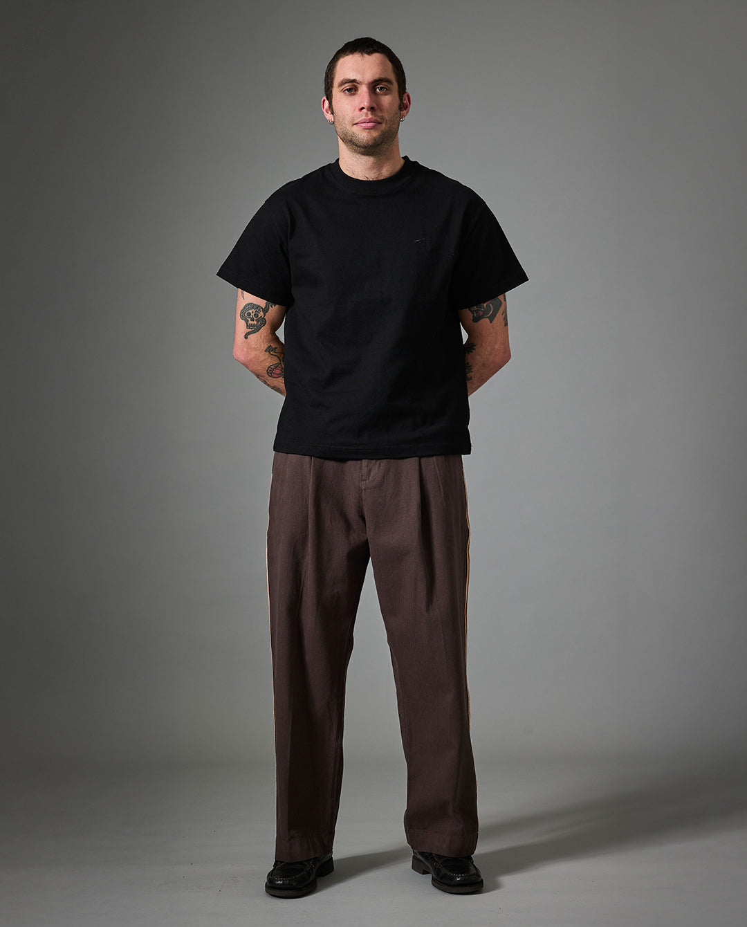 Passport - Herringbone Leagues Club Stripe Pant - Dark Brown Pants Passport
