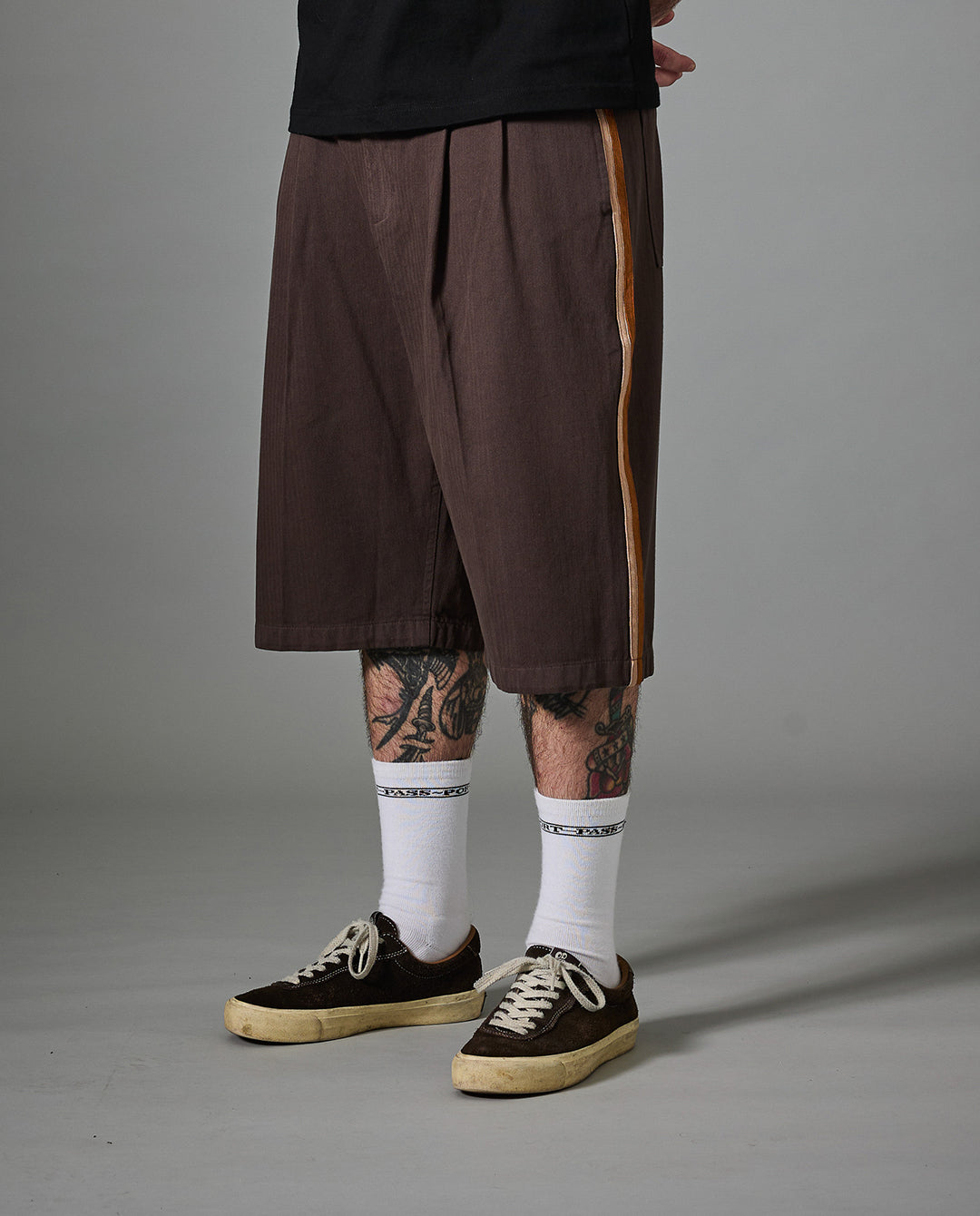 Passport - Herringbone Leagues Club Stripe Short - Dark Brown Shorts Passport