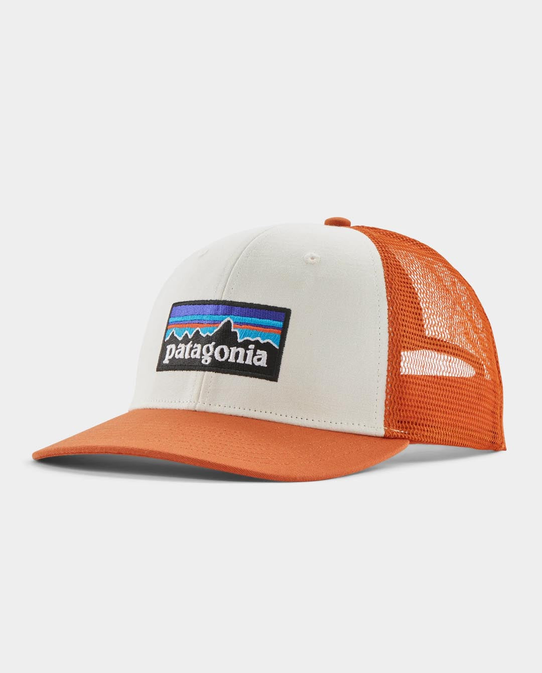 Patagonia - P-6 Logo Trucker Hat - White/Redtail Rust Hats Patagonia   