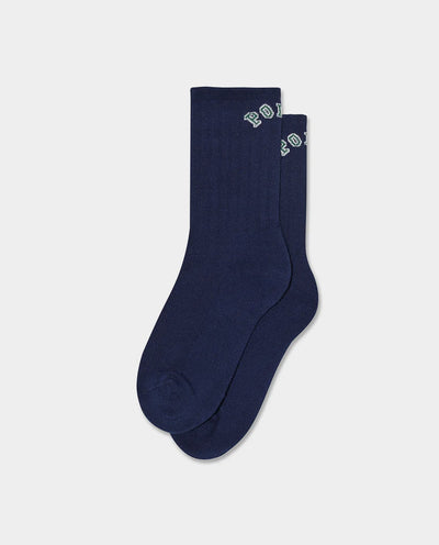 Polar - Large Rib College Logo Socks - Dark Blue Socks Polar