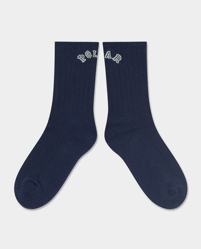Polar - Large Rib College Logo Socks - Dark Blue Socks Polar