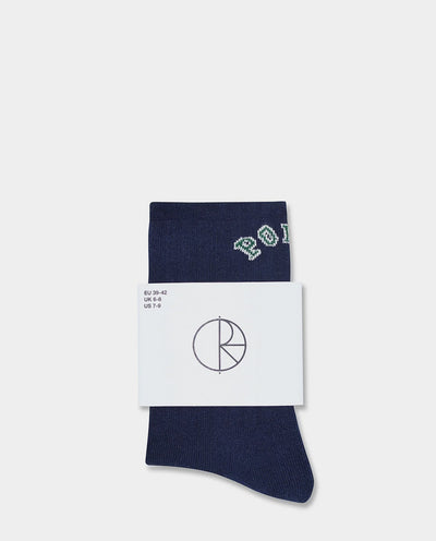 Polar - Large Rib College Logo Socks - Dark Blue Socks Polar