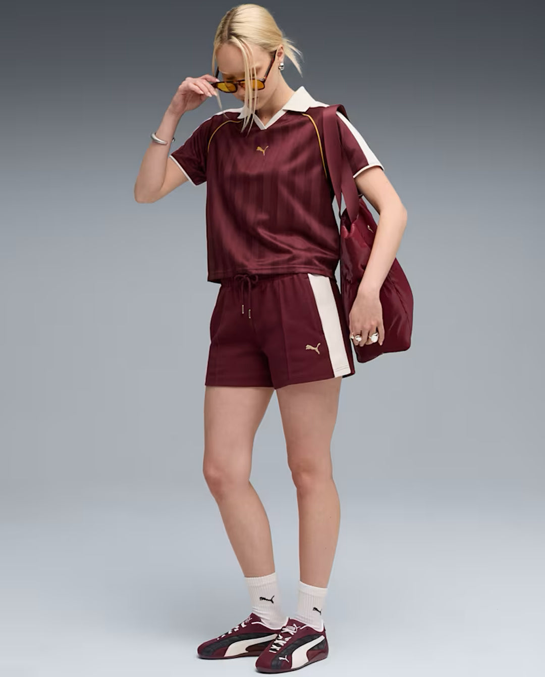 Puma - T7 Women’s Relaxed Football Jersey - Ruby Shimmer T-Shirts Puma