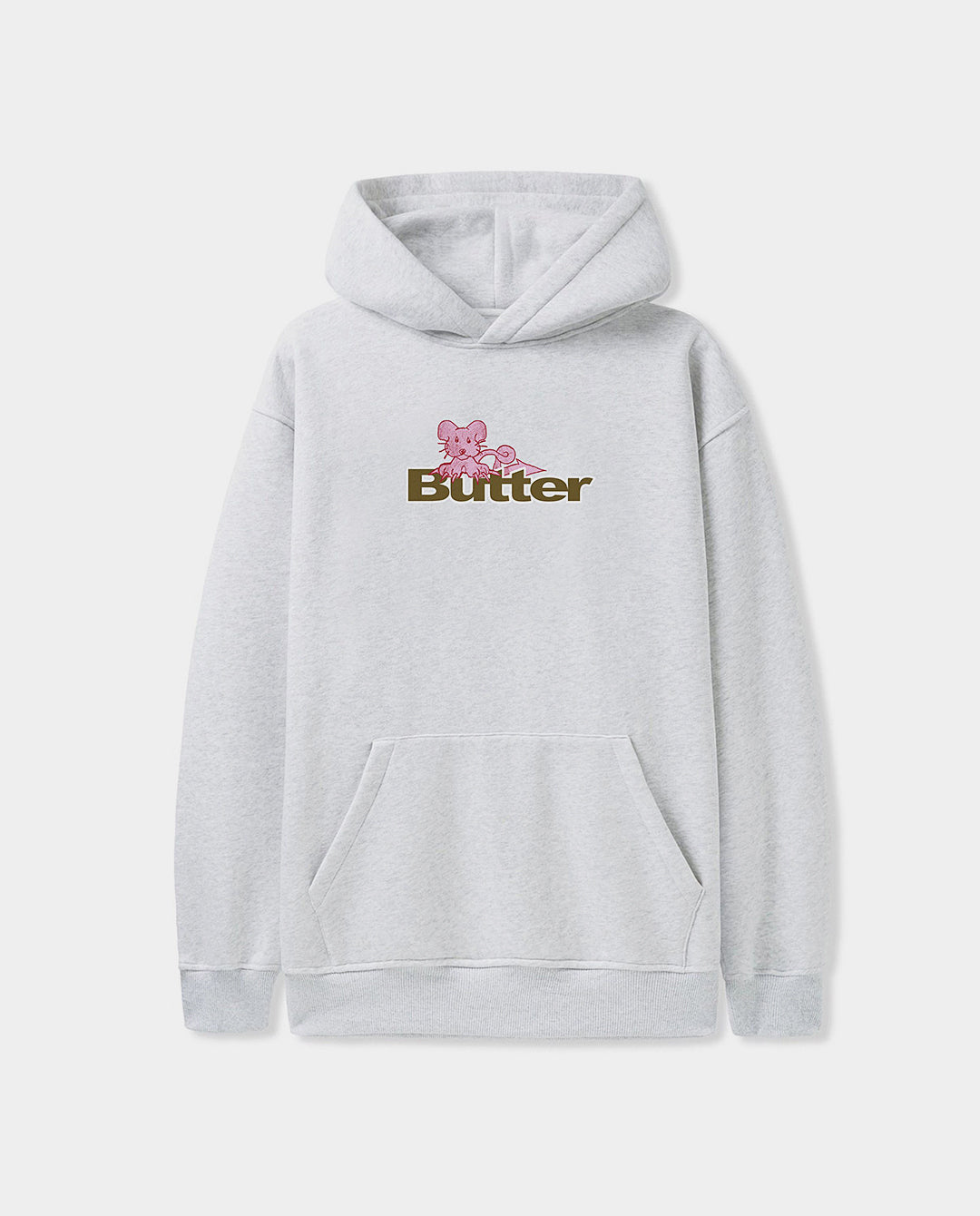Butter Goods - Rat Logo Pullover Hood - Ash Hoodies Butter Goods