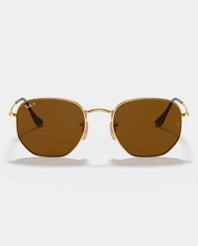 Ray-Ban - Hexagonal - Arista Gold with Brown Lens Sunglasses Ray-Ban