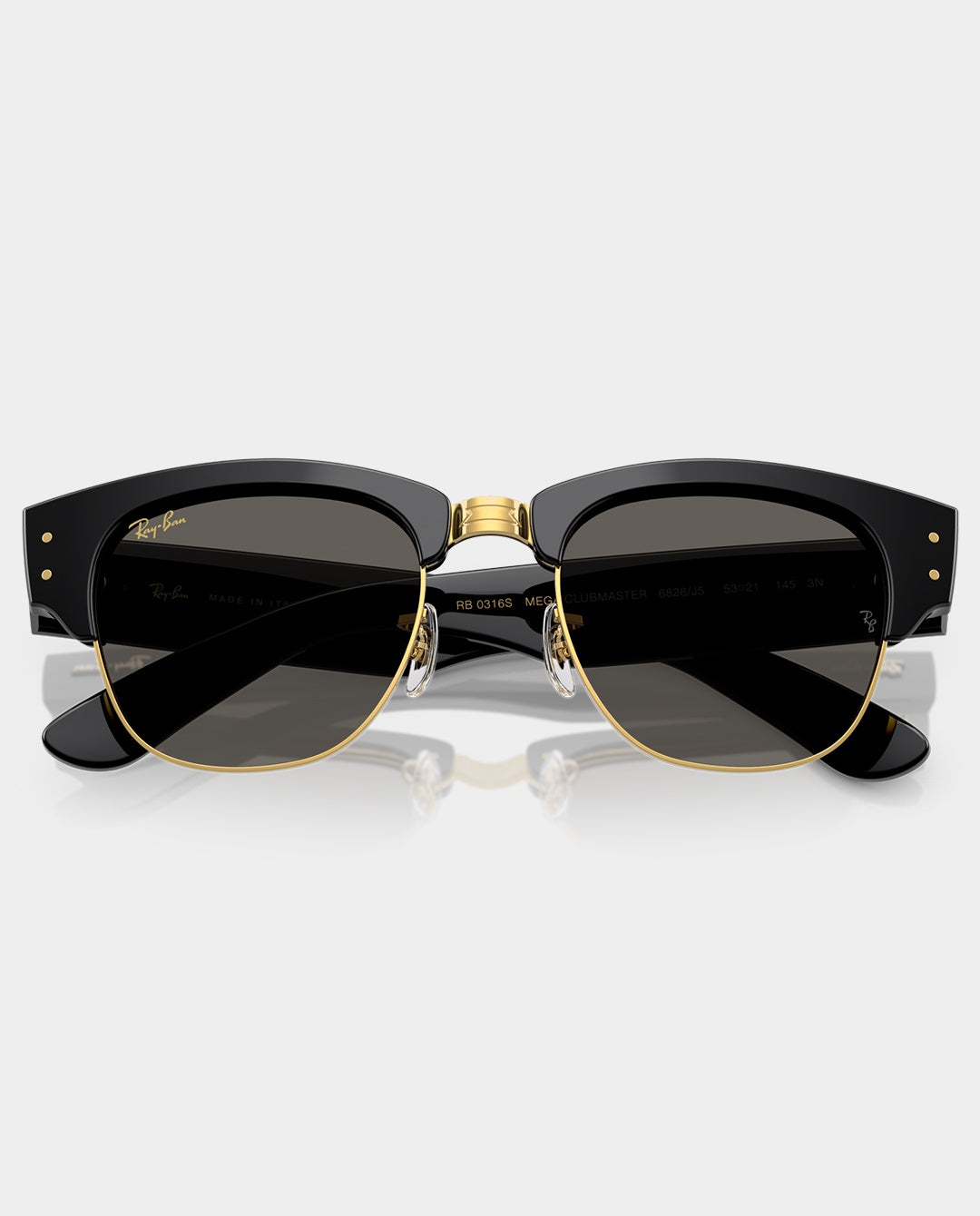 Ray-Ban - Mega Clubmaster - Black/Gold with Ultra Black Lens Sunglasses Ray-Ban