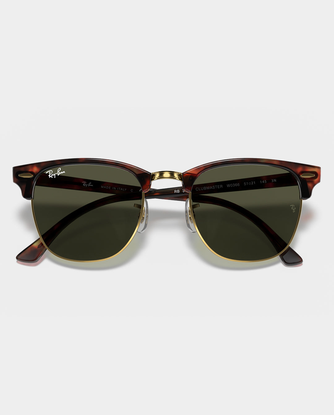 Ray-Ban - Clubmaster - Mock Tortoise/Arista with Green Lens Sunglasses Ray-Ban