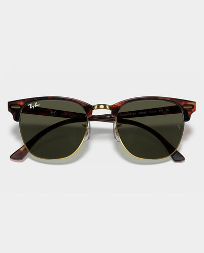 Ray-Ban - Clubmaster - Mock Tortoise/Arista with Green Lens Sunglasses Ray-Ban