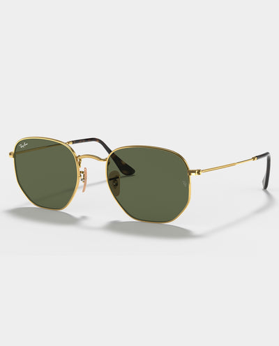 Ray-Ban - Hexagonal - Arista Gold with Green Lens Sunglasses Ray-Ban
