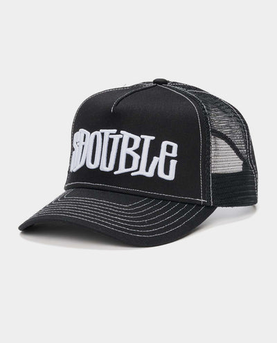 S/Double - Mid-Block Curved Peak Trucker Hat - Black Hats S/Double