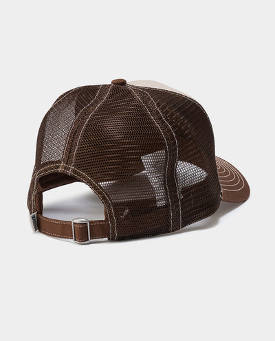 S-Double - Mid-Block Curved Peak Trucker Hat - Natural Hats S/Double
