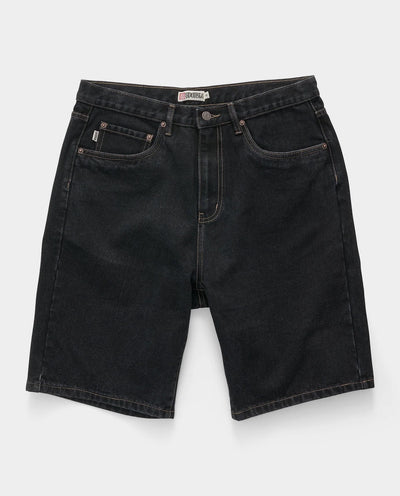 S/Double - Embroidered 5 Pocket Short - Black Wash Shorts S/Double