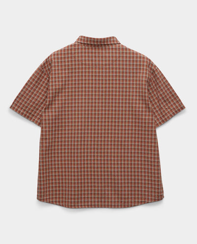S/Double - Block Check Summer Shirt - Rust Shirts S/Double