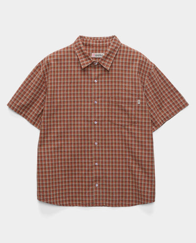 S/Double - Block Check Summer Shirt - Rust Shirts S/Double