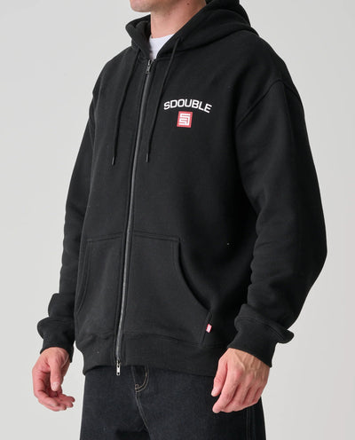 S/Double - Cities Zip-Thru Hood - Black Hoodies S/Double