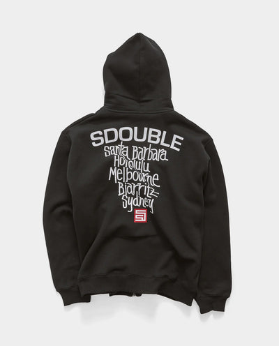 S/Double - Cities Zip-Thru Hood - Black Hoodies S/Double