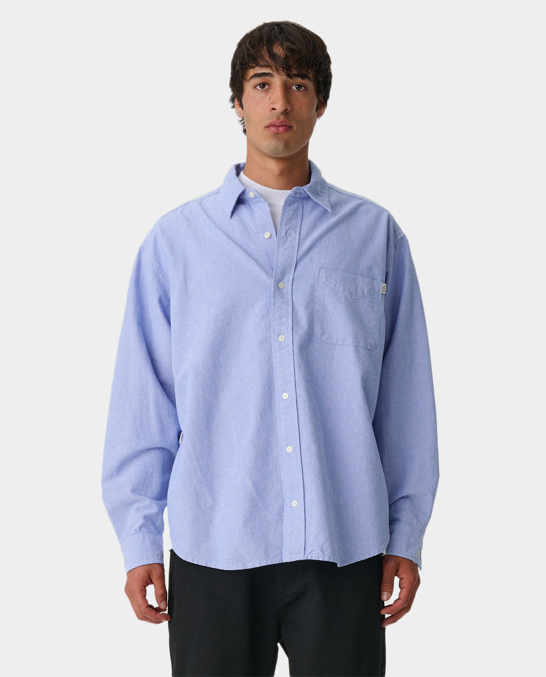 S/Double - Oxford Classic LS Shirt - Mid Blue Shirts S/Double