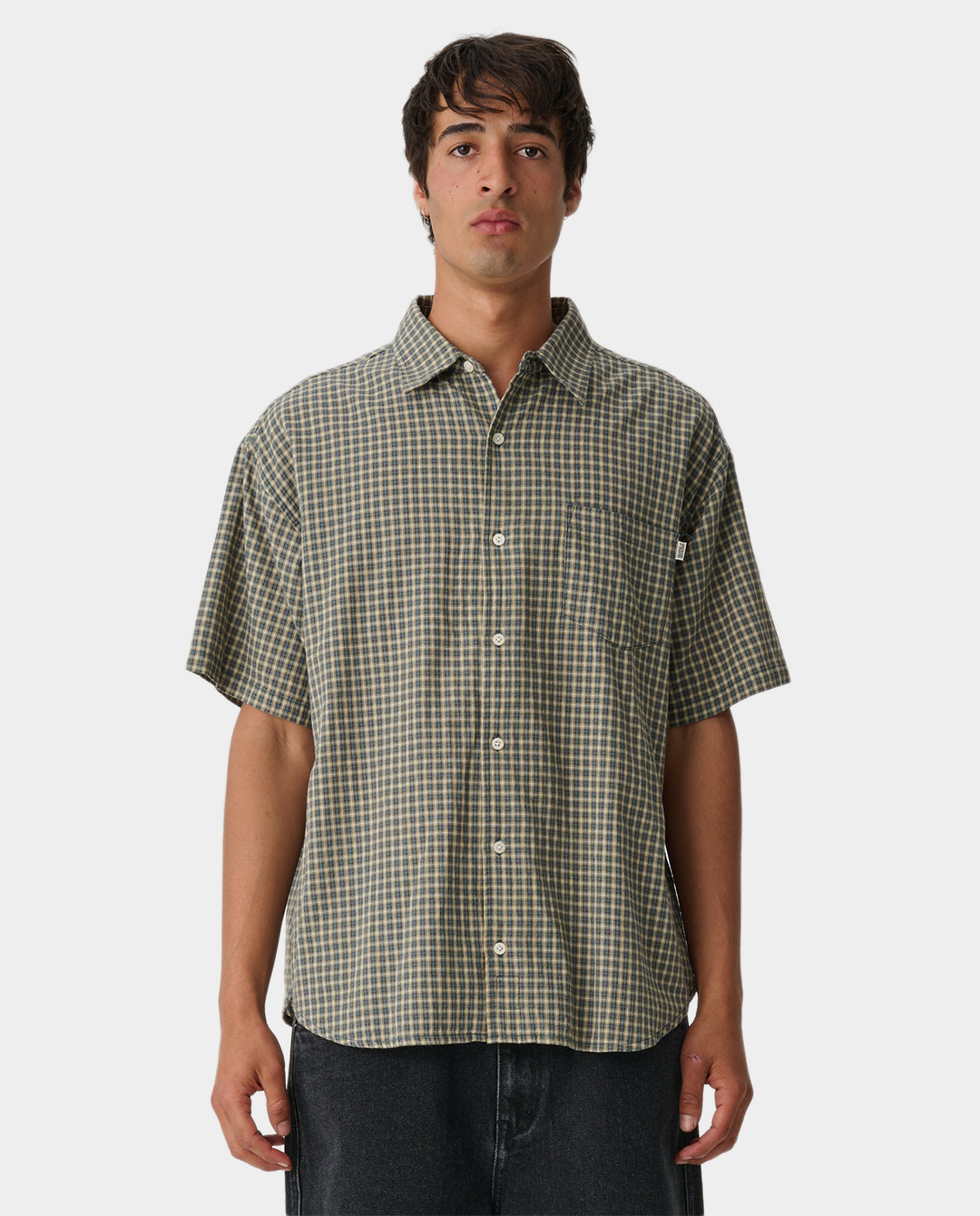 S/Double Vista Plaid Summer Shirt in Sage | FallenFront NZ