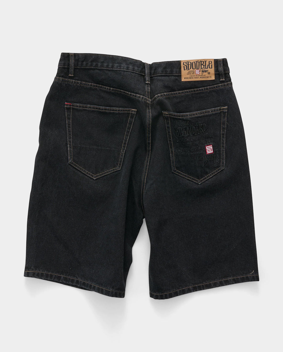 S/Double - Embroidered 5 Pocket Short - Black Wash Shorts S/Double