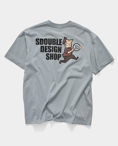 S/Double - Man With Dot Tee - Blue Grey T-Shirts S/Double