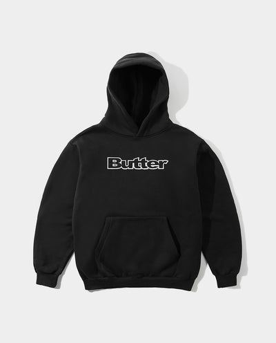 Butter Goods - Satin Logo Applique Hood - Black Hoodies Butter Goods