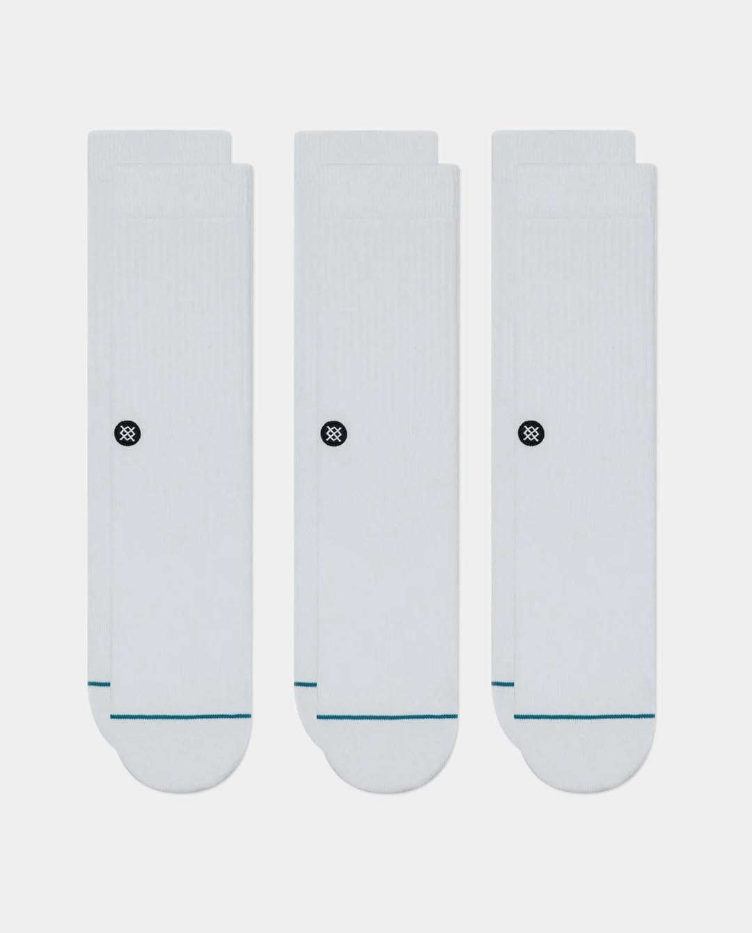 Stance - Icon 3pk Crew Sock - White Socks Stance   