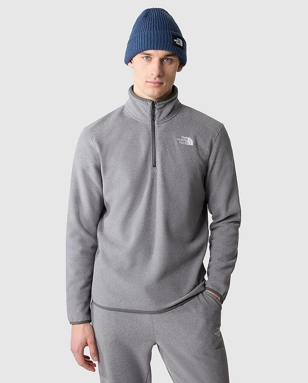 The North Face - 100 Glacier 1/4 Zip Fleece - Grey Fleece The North Face