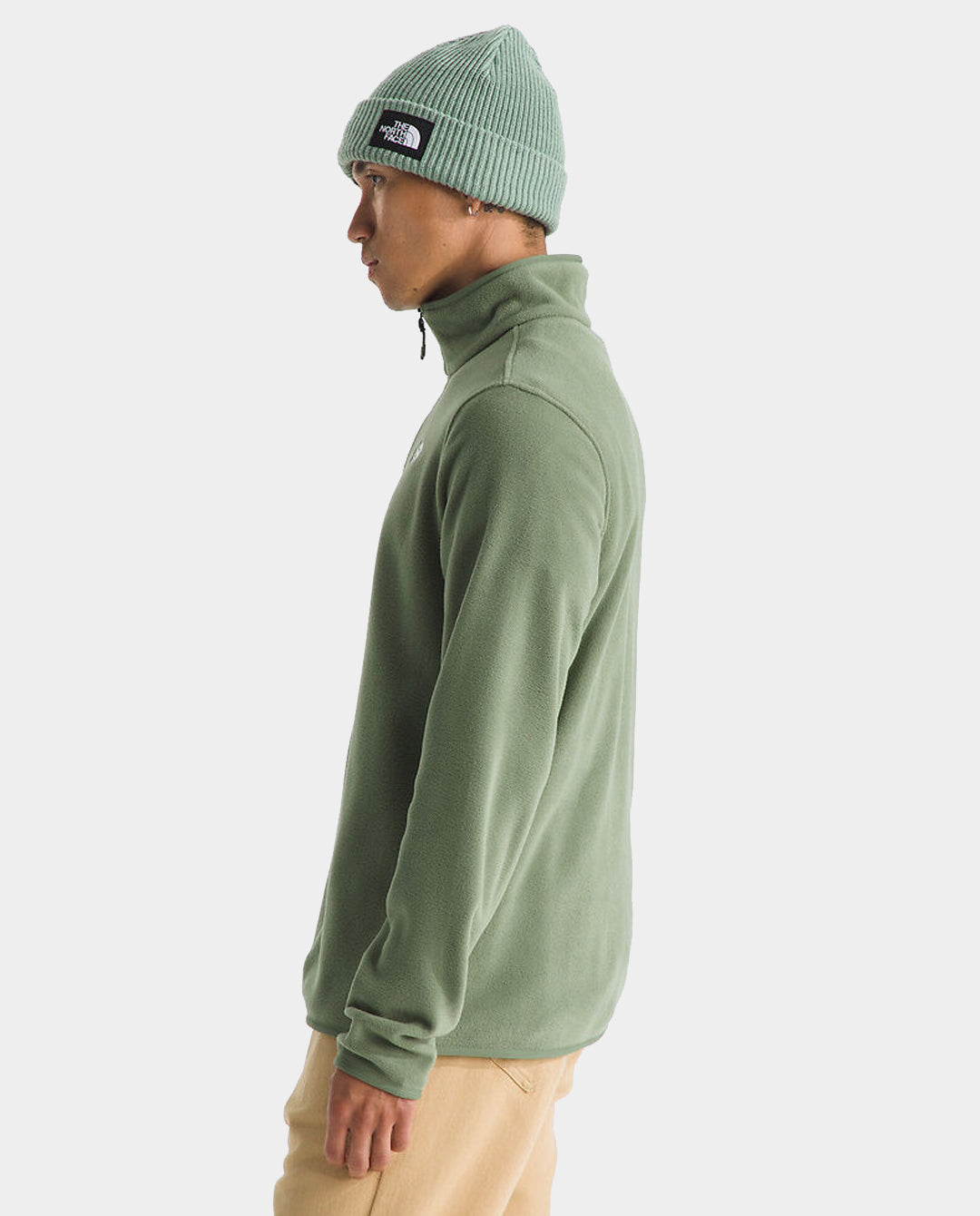 The North Face - Men’s Glacier Fleece Quarter-Zip Jacket - Bark Mist fleece The North Face