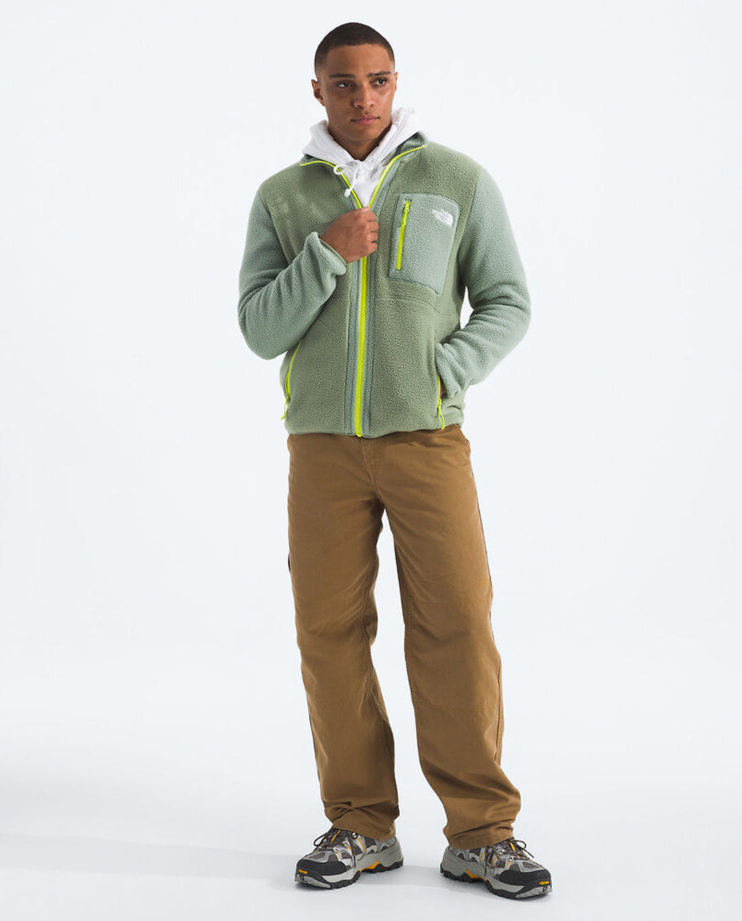 The North Face - Men's Yumiori Full Zip Fleece - Bark Mist/Slate Moss/Fizz Lime fleece The North Face