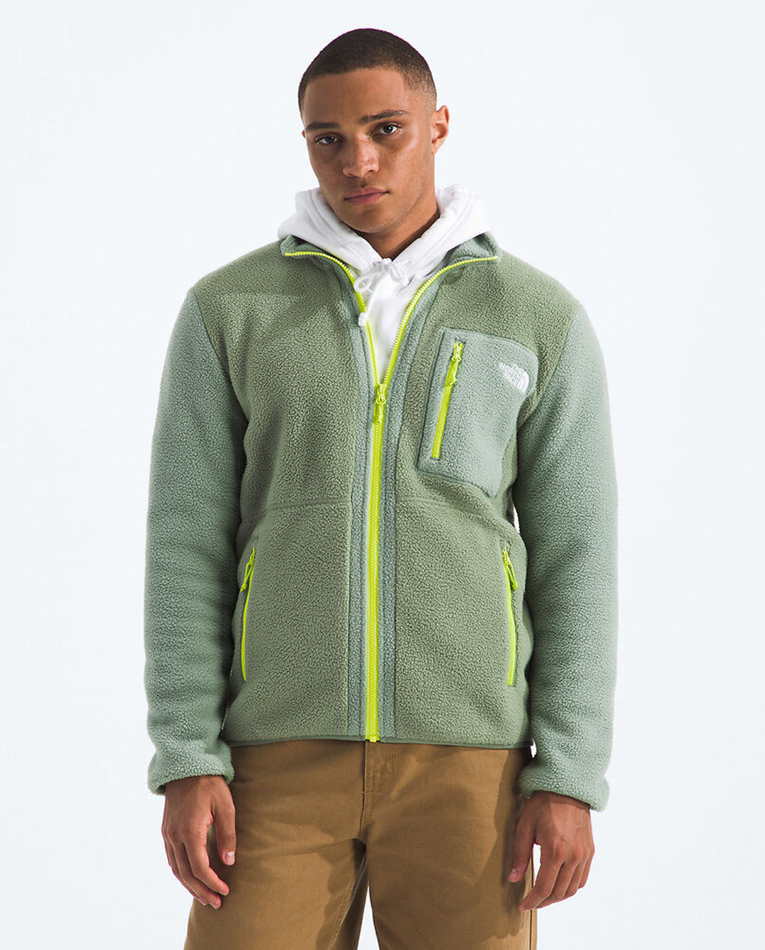 The North Face - Men's Yumiori Full Zip Fleece - Bark Mist/Slate Moss/Fizz Lime fleece The North Face