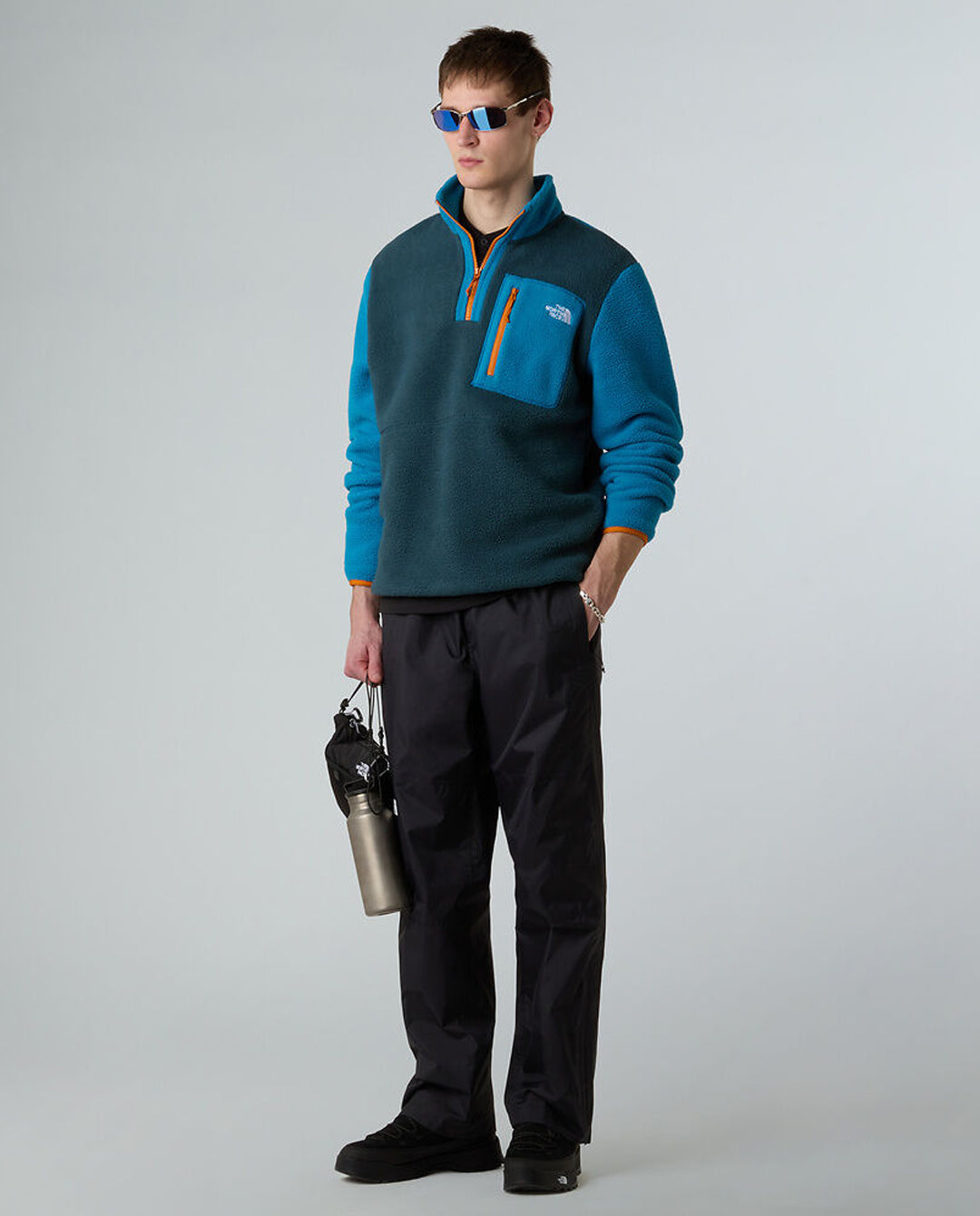 The North Face - Men’s Yumiori Quarter Zip Fleece - Deep Cypress/Agate Blue/Agate Orange fleece The North Face