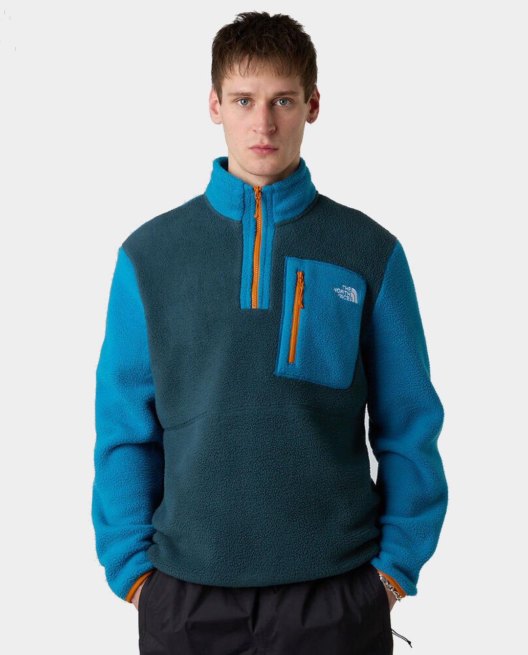 The North Face - Men’s Yumiori Quarter Zip Fleece - Deep Cypress/Agate Blue/Agate Orange fleece The North Face