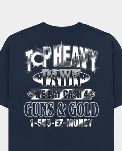 Top Heavy - Pawned T-Shirt - Navy T-Shirts Top Heavy