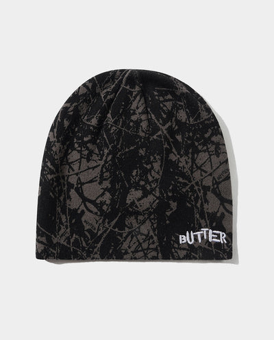 Butter Goods - Woods Camo Skull Beanie - Black Beanie Butter Goods