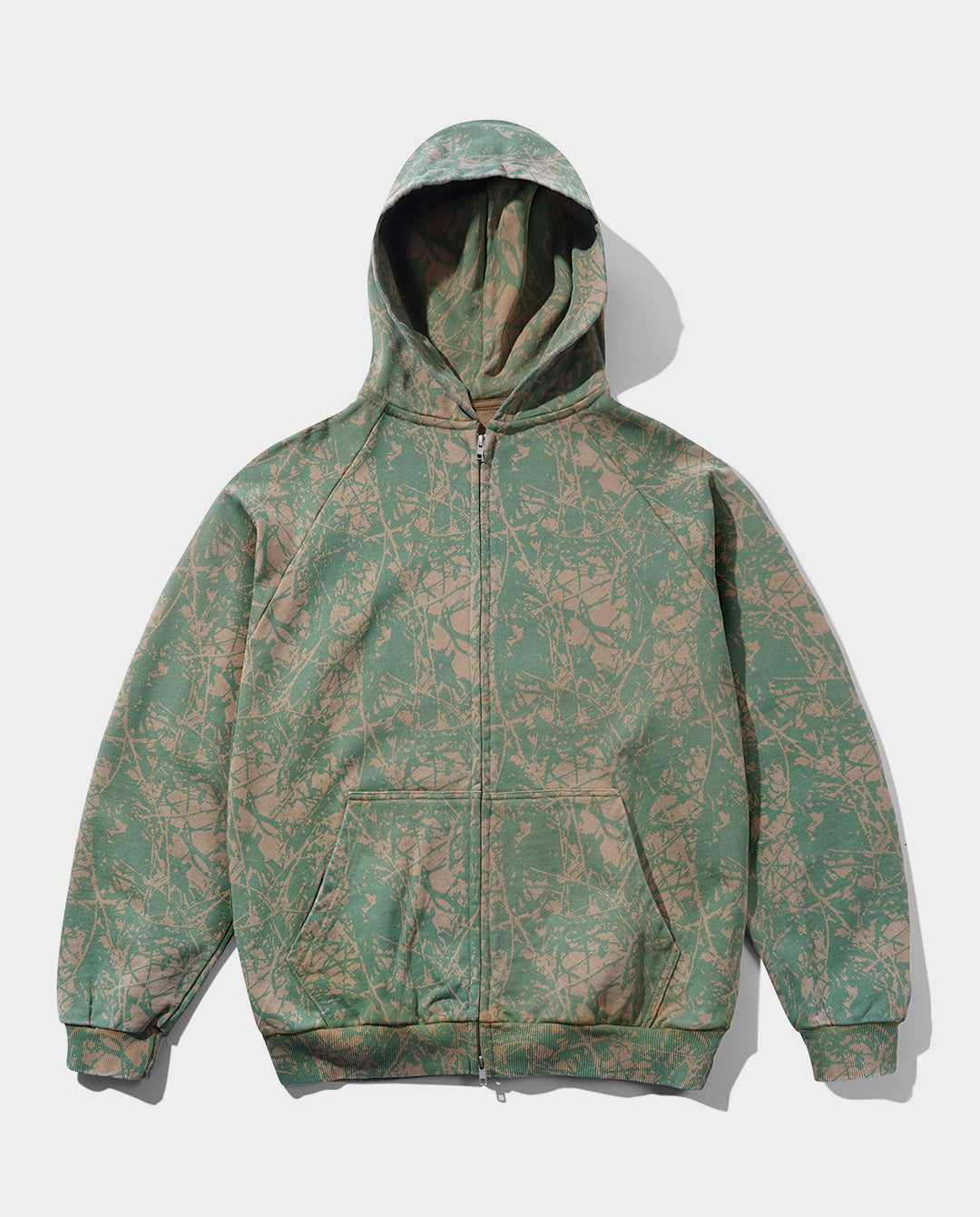 Butter Goods - Woods Camo Zip-Thru Hoodie - Washed Sage Hoodies Butter Goods