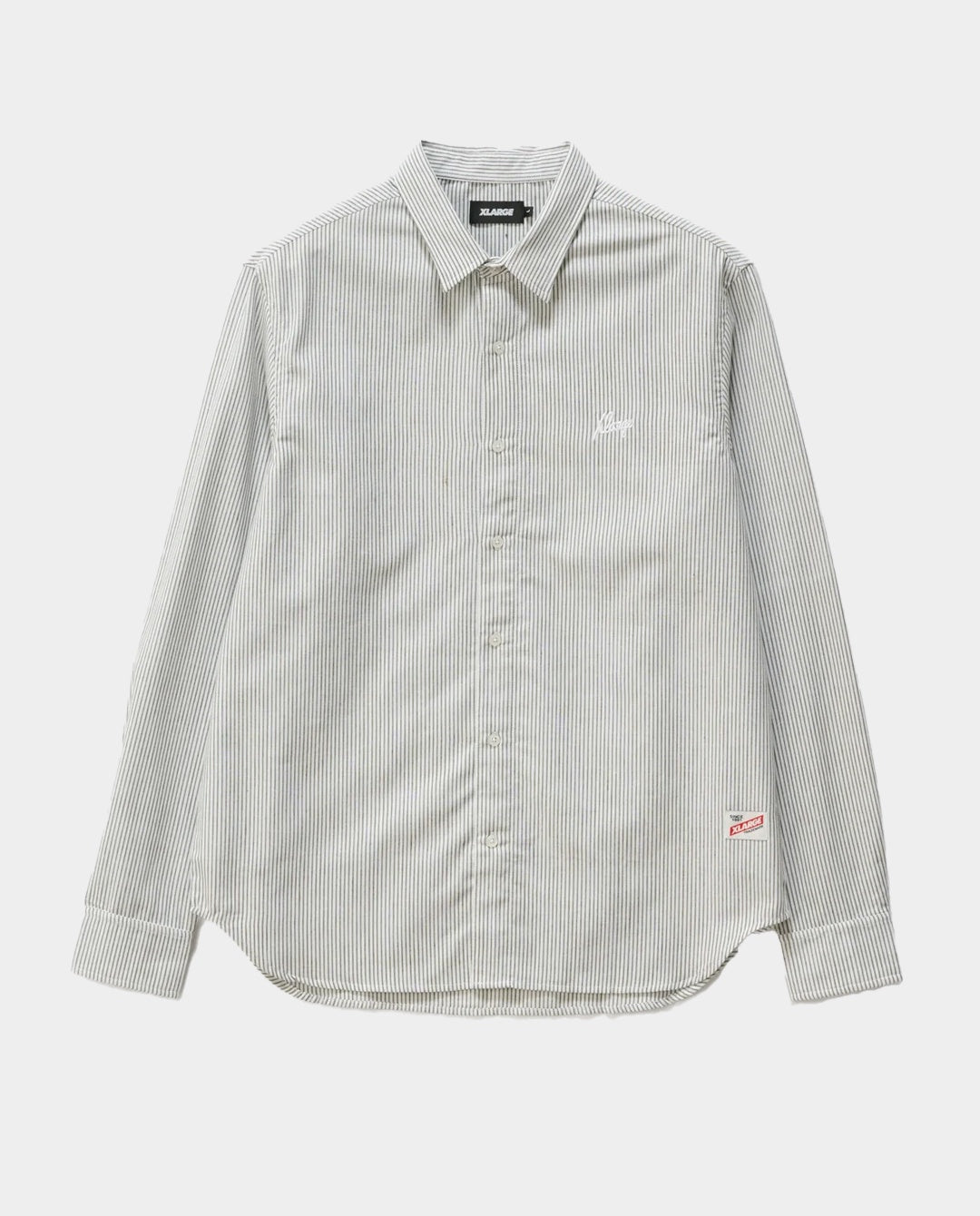 XLarge - Oxford Script Shirt - Olive Stripe Shirts Xlarge