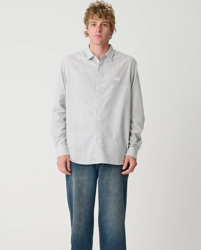 XLarge - Oxford Script Shirt - Olive Stripe Shirts Xlarge
