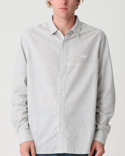 XLarge - Oxford Script Shirt - Olive Stripe Shirts Xlarge