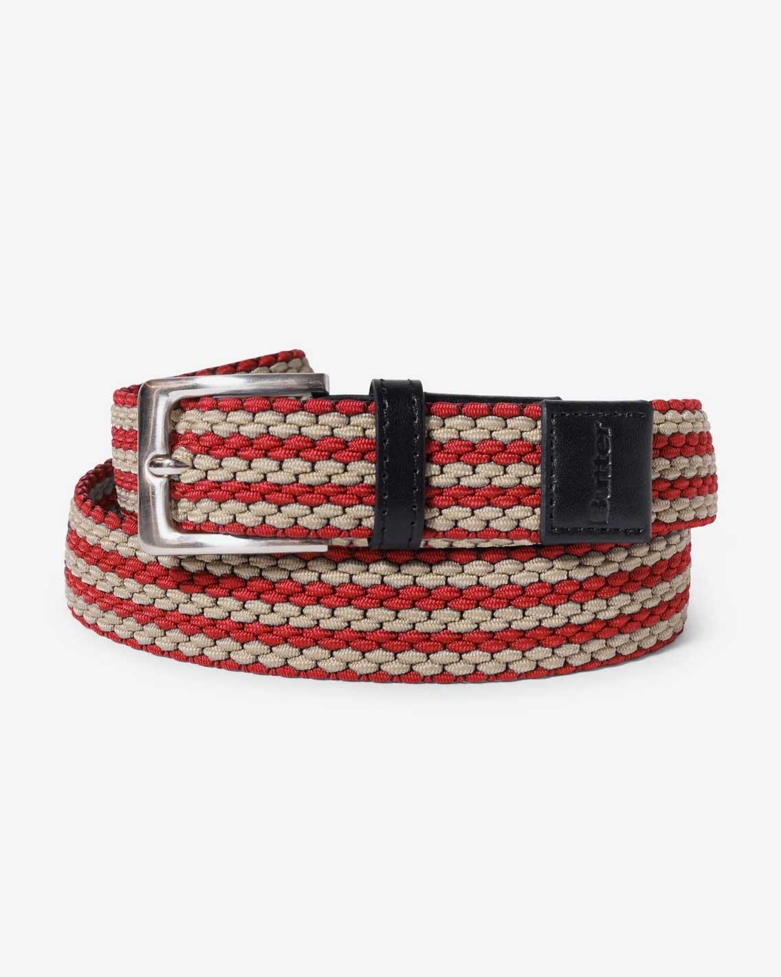 Butter Goods - Braided Belt - Red / Cream Belts Butter Goods   