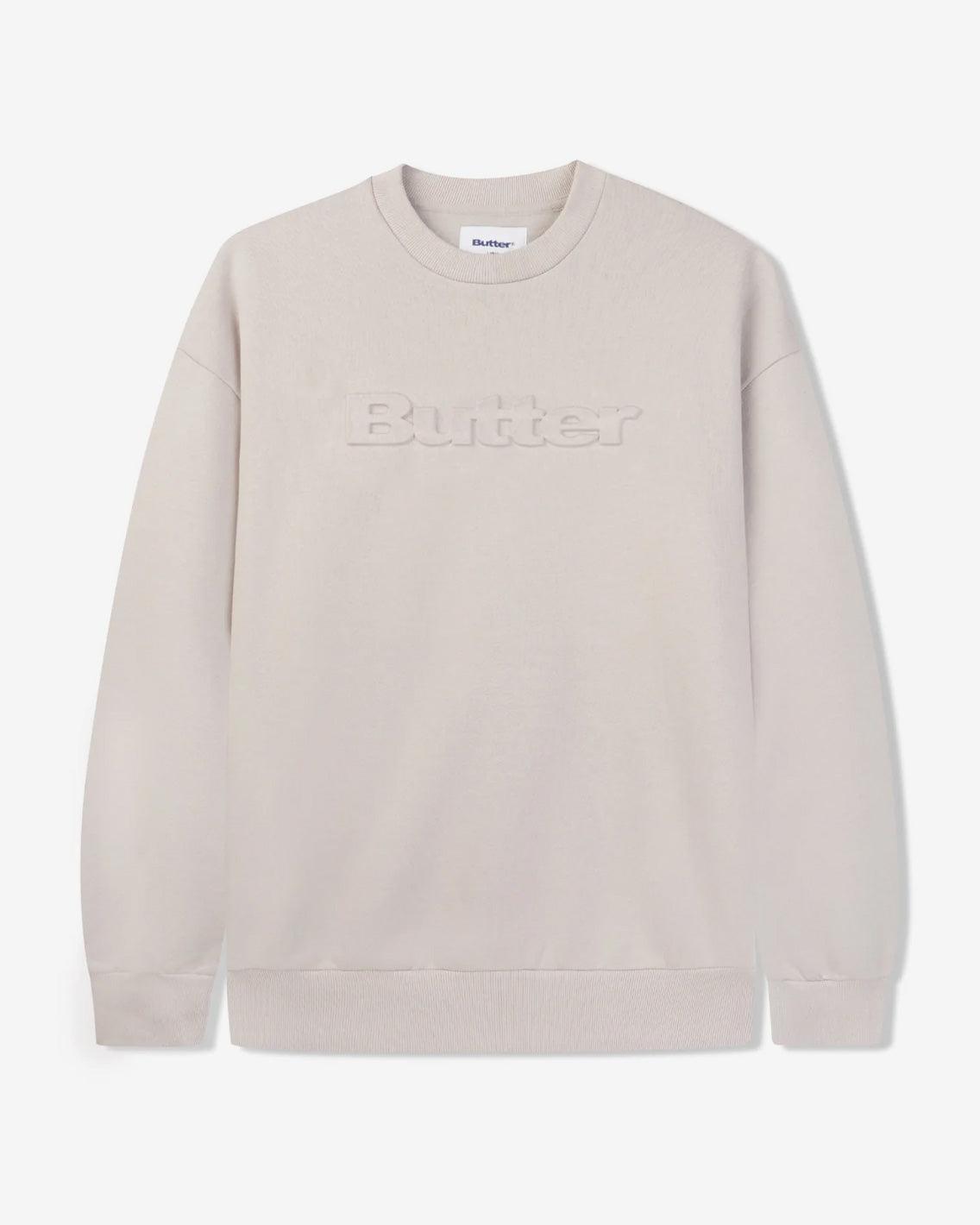 Butter Goods - Embossed Logo Crewneck - Cement Crewneck Butter Goods   